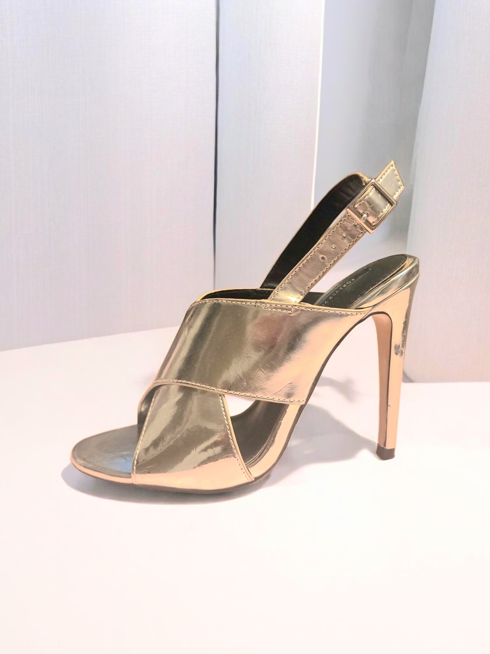 Forever 21 Bright Silver Metallic Slingback Stiletto Sandals